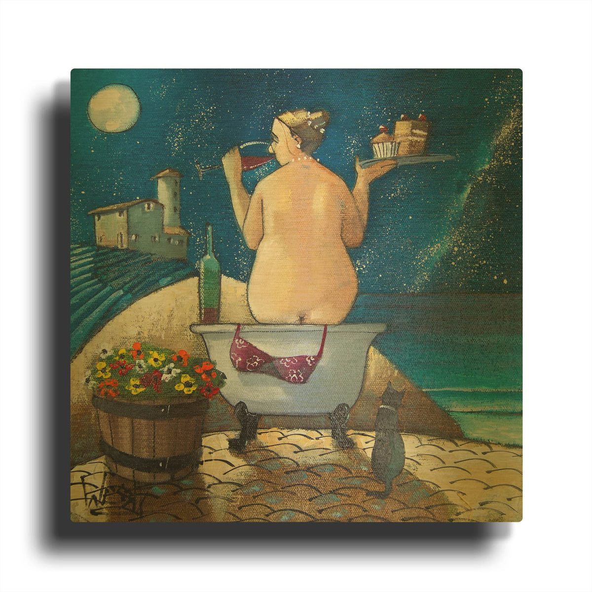 'Bath No. 2' By Ronald West Gold Metal Wall Art