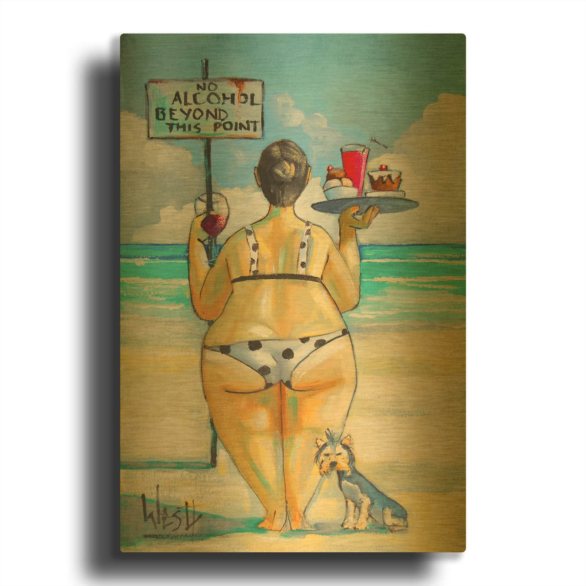 'No Alcohol Beyond This Point' By Ronald West Gold Metal Wall Art