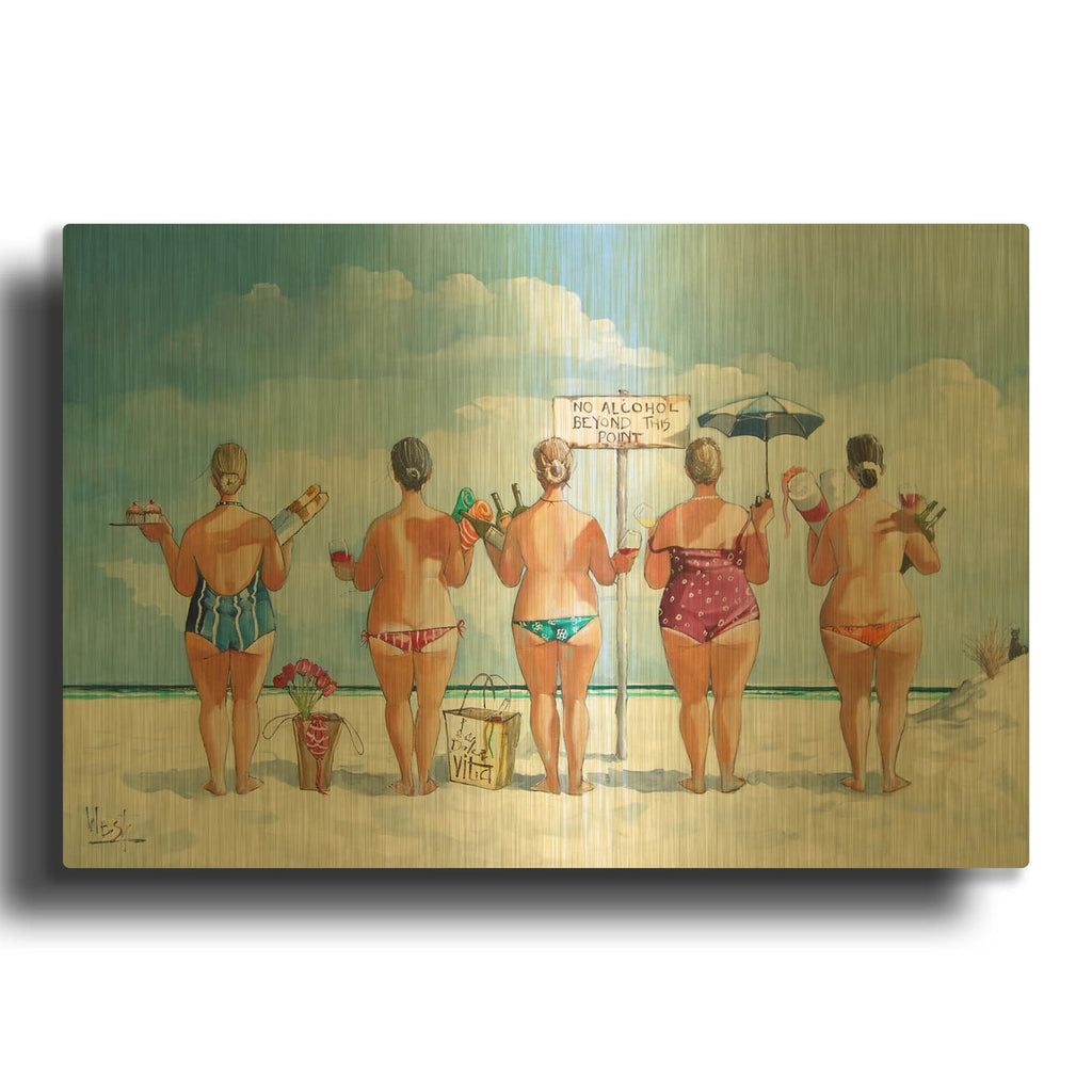 'No Alcohol Beyond this Point II' By Ronald West Gold Metal Wall Art
