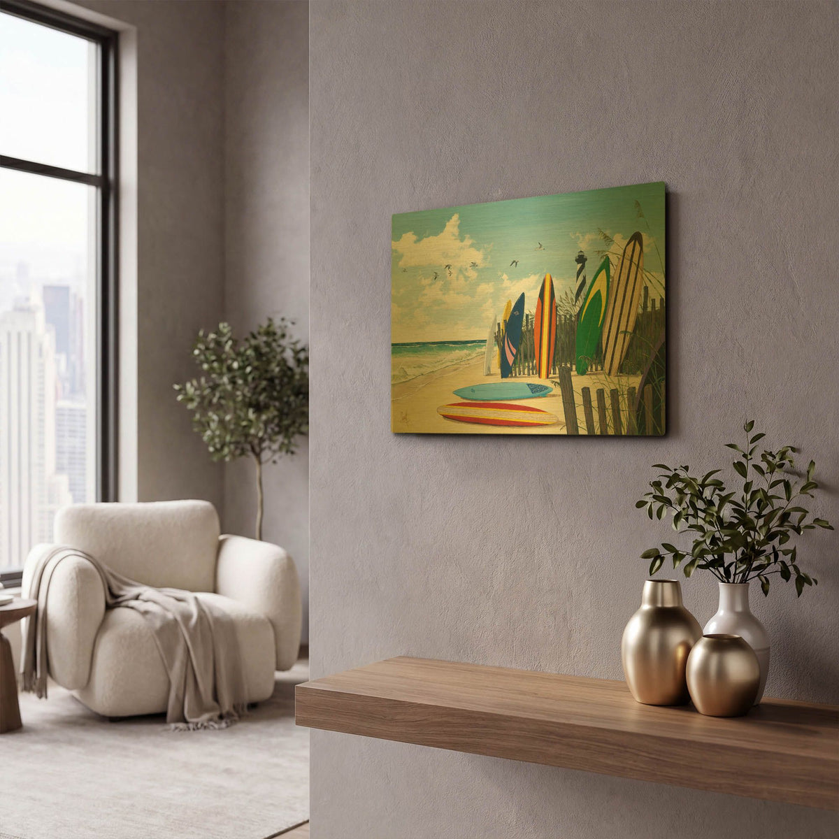 'Surf Boards' By Scott Westmoreland Gold Metal Wall Art