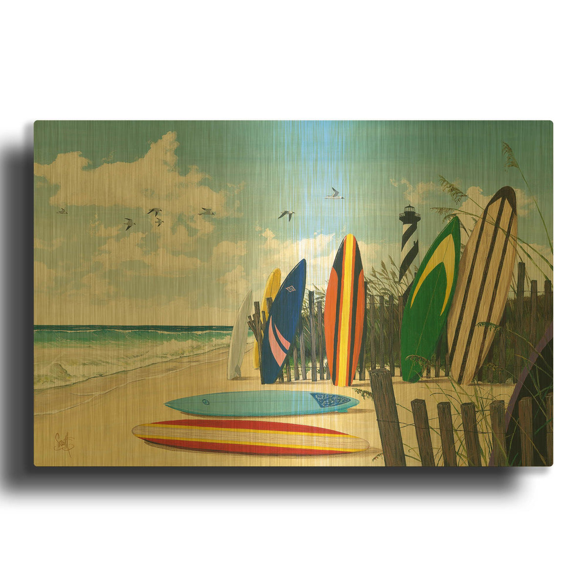 'Surf Boards' By Scott Westmoreland Gold Metal Wall Art