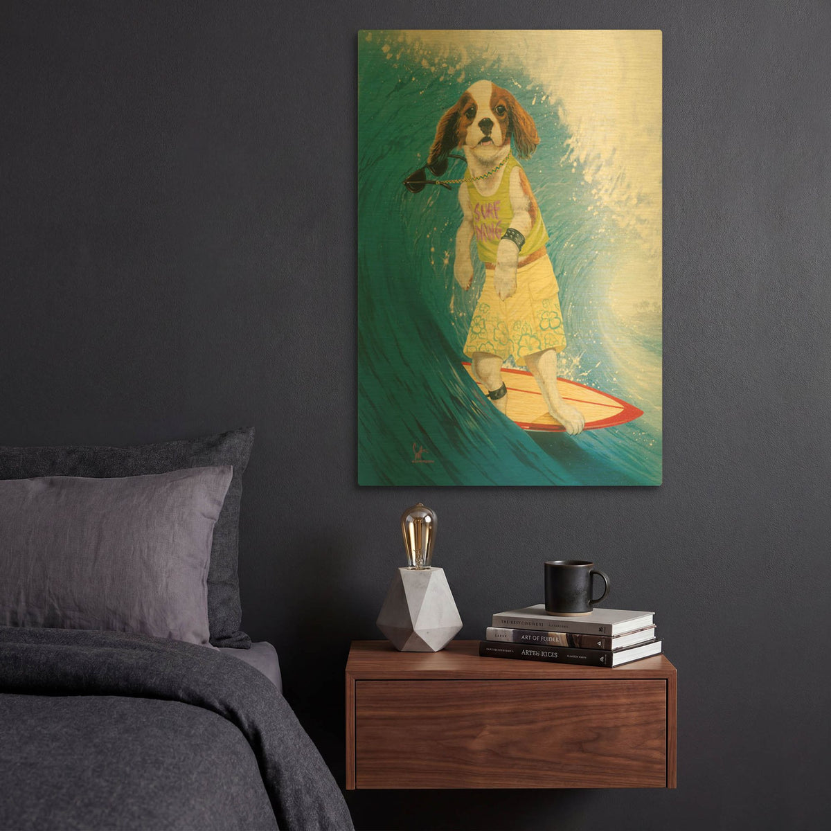'Surf Dawg' By Scott Westmoreland Gold Metal Wall Art
