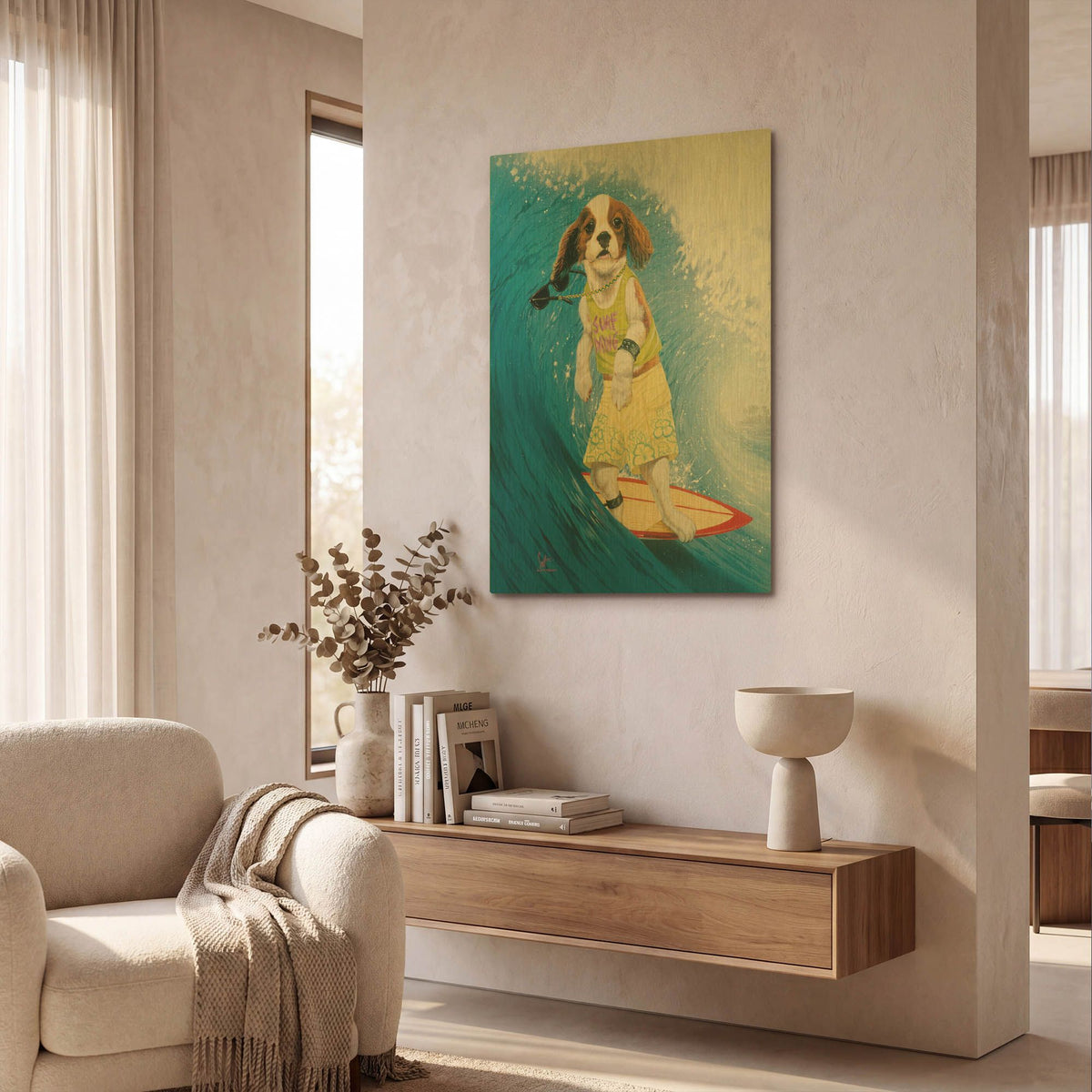 'Surf Dawg' By Scott Westmoreland Gold Metal Wall Art