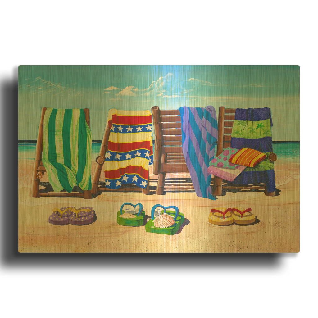 'Sandals And Seats' By Scott Westmoreland Gold Metal Wall Art