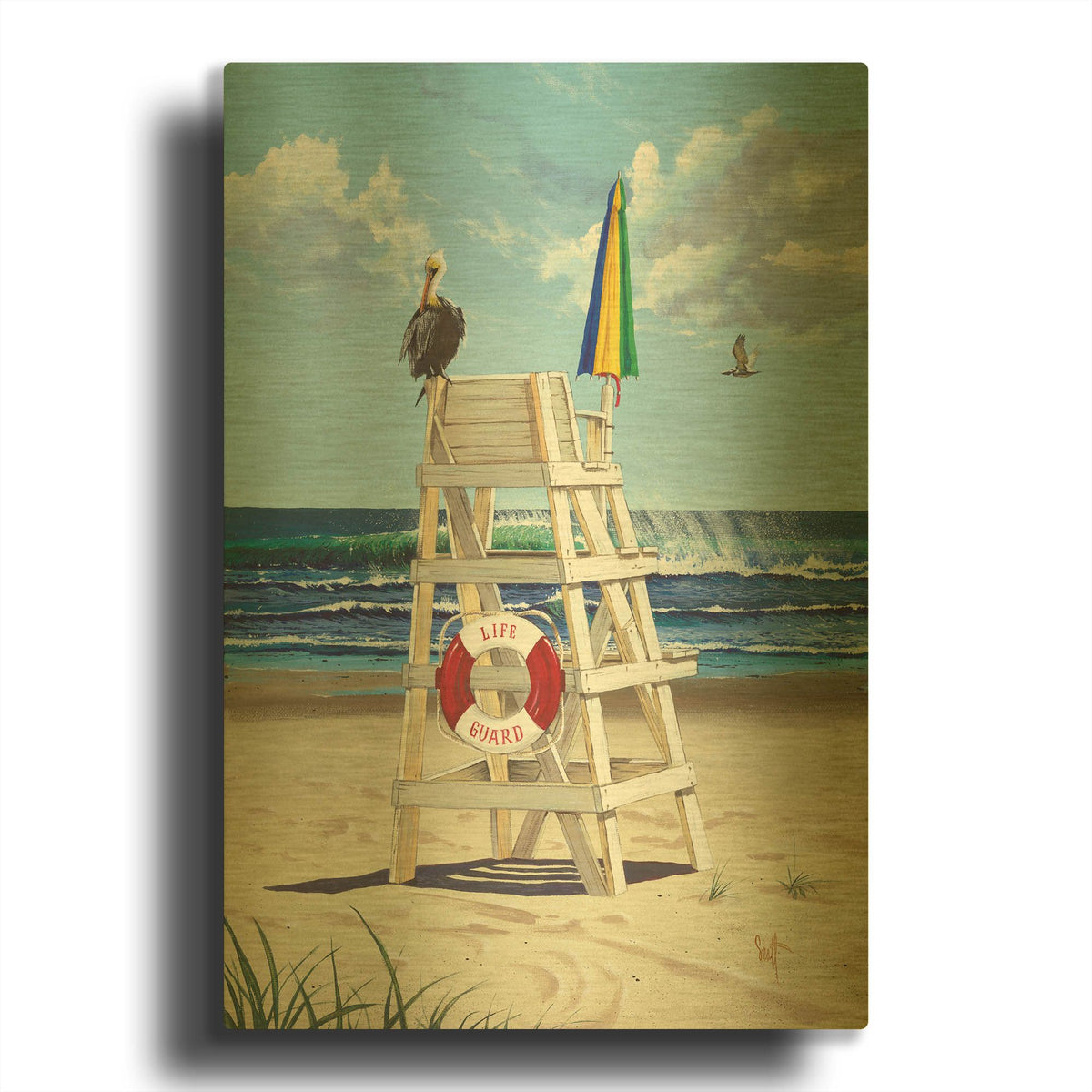 'Pelican Perch' By Scott Westmoreland Gold Metal Wall Art
