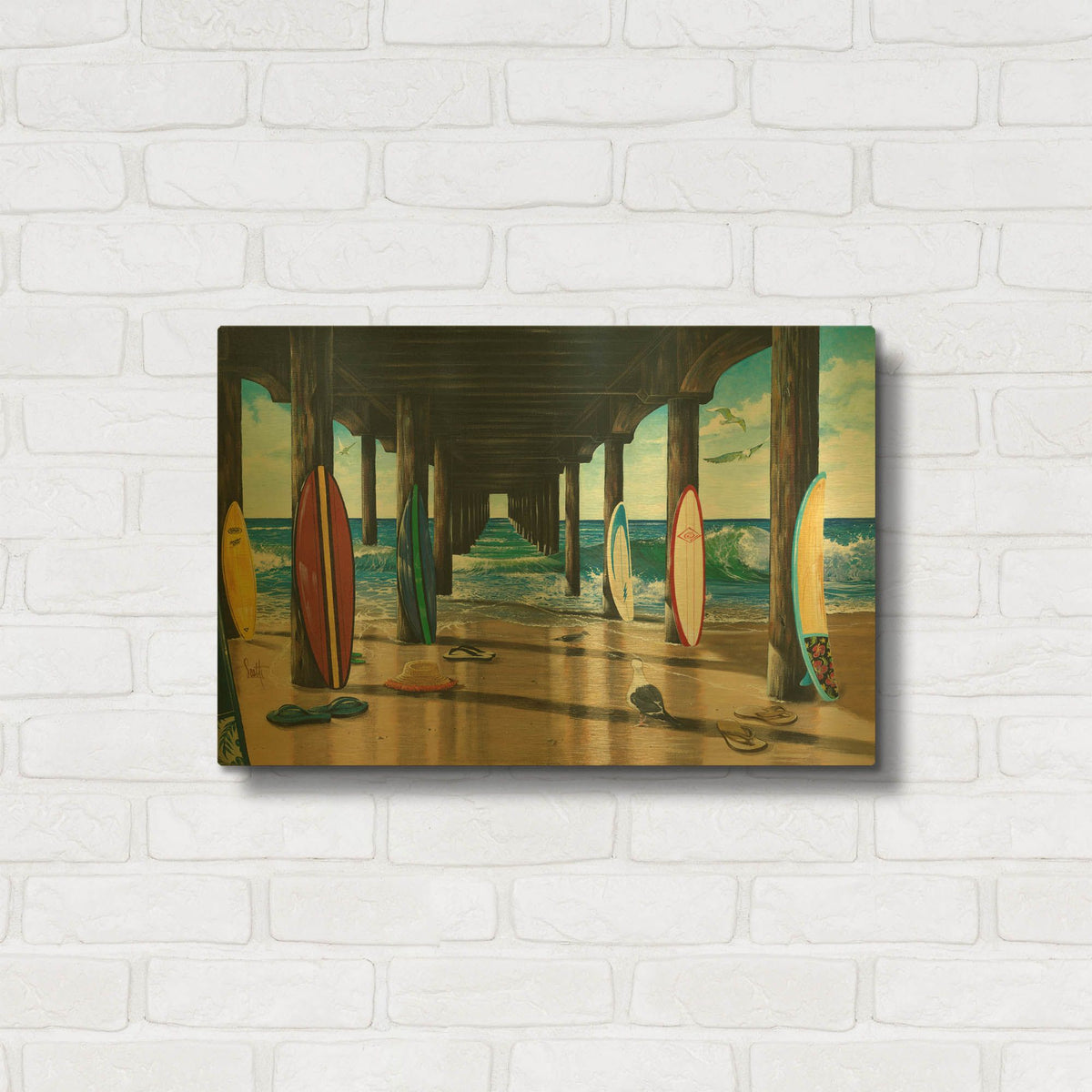 'Pier Group' By Scott Westmoreland Gold Metal Wall Art