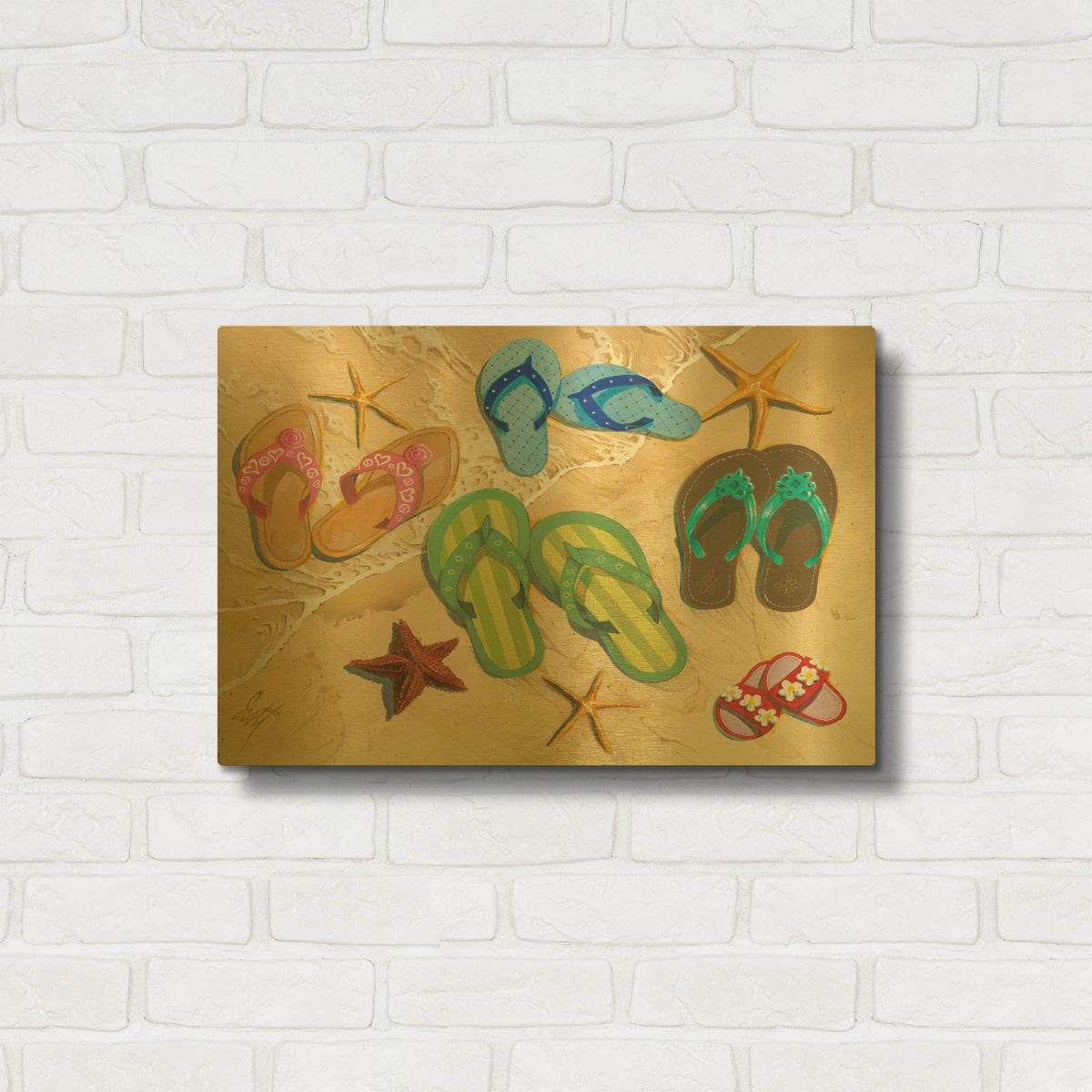 'Flip Flop Family' By Scott Westmoreland Gold Metal Wall Art