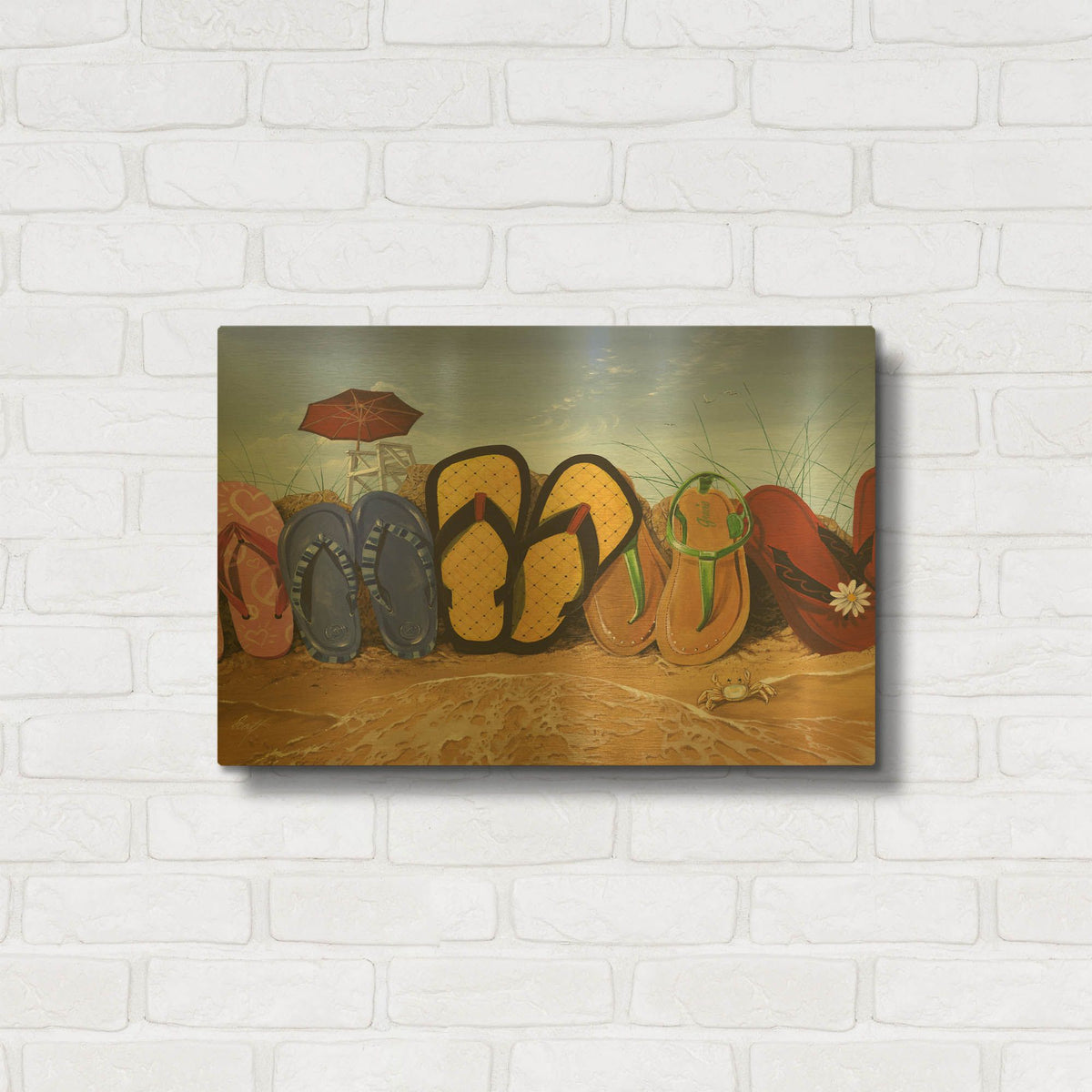 'Flip Flop Fence' By Scott Westmoreland Gold Metal Wall Art