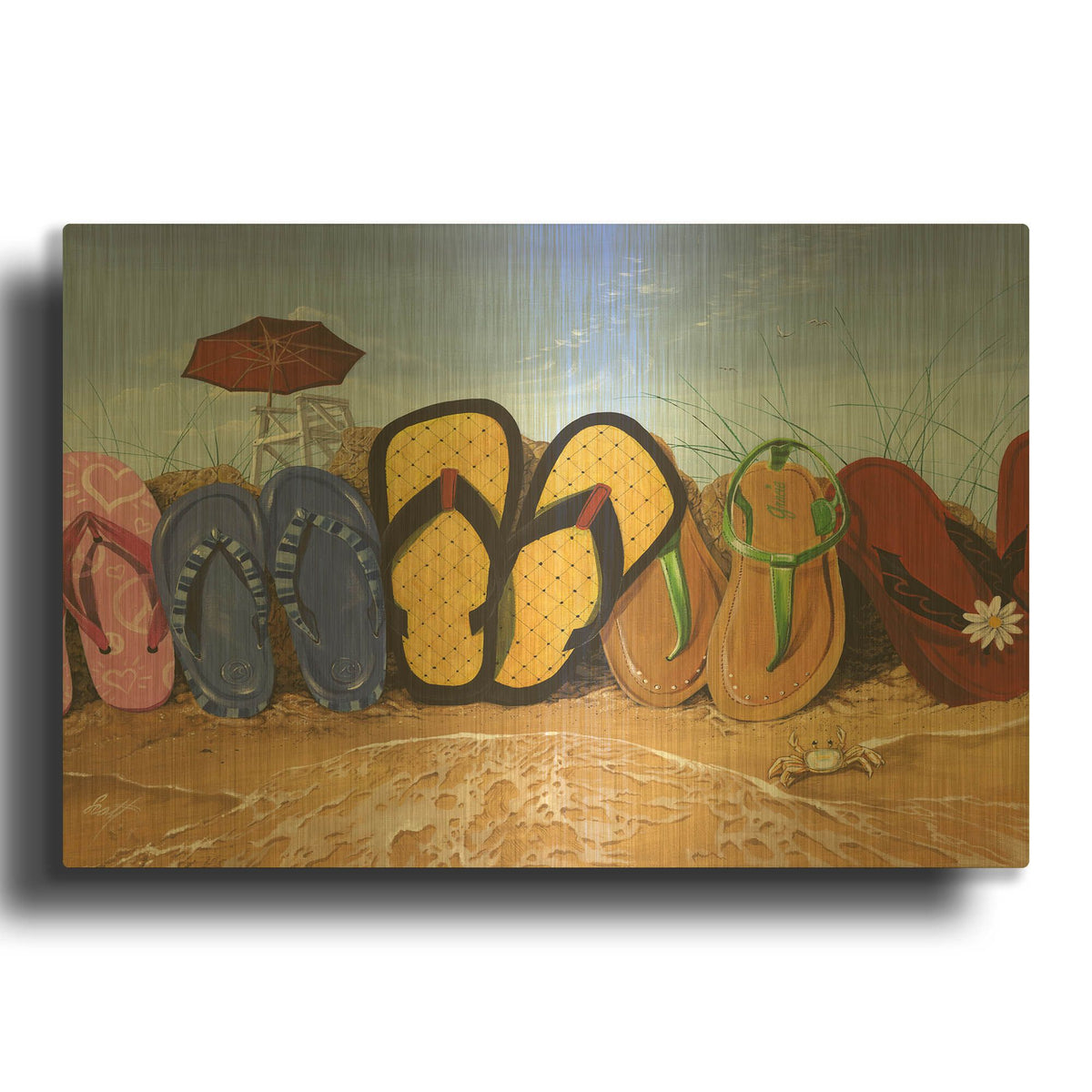 'Flip Flop Fence' By Scott Westmoreland Gold Metal Wall Art