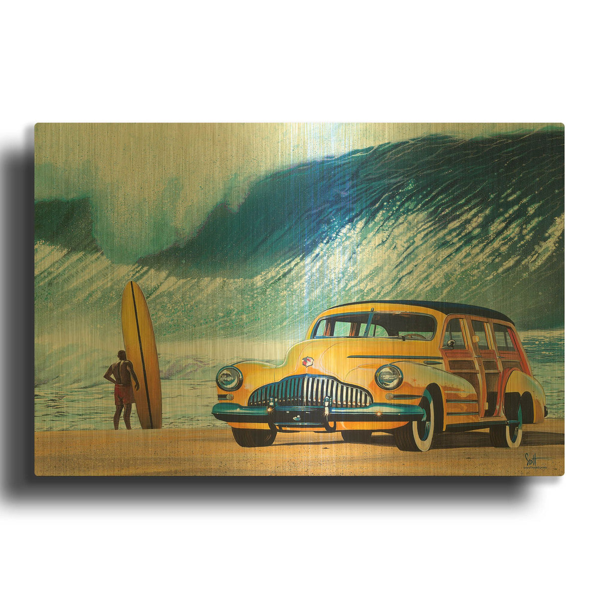 'Buttercup Buick' By Scott Westmoreland Gold Metal Wall Art