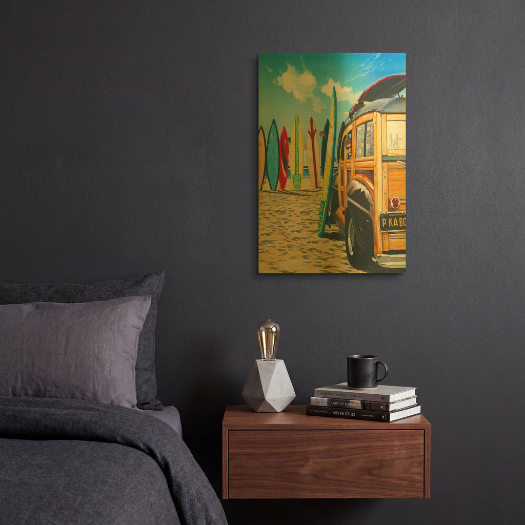 'Beach Cruiser Kids' By Scott Westmoreland Gold Metal Wall Art
