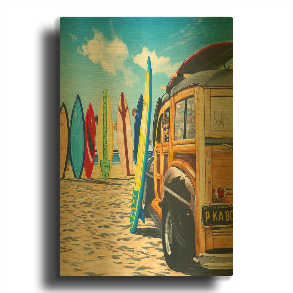 'Beach Cruiser Kids' By Scott Westmoreland Gold Metal Wall Art