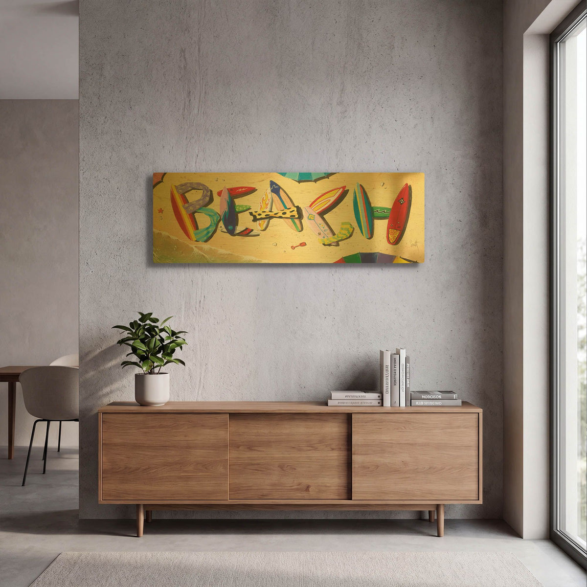 'Beach In Boards' By Scott Westmoreland Gold Metal Wall Art