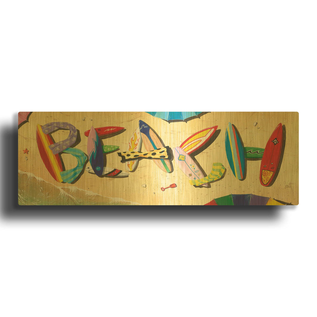 'Beach In Boards' By Scott Westmoreland Gold Metal Wall Art