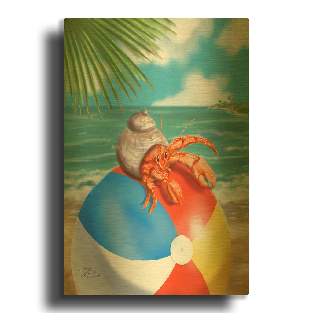 'Beach Friends - Hermit Crab' By Shari Warren Gold Metal Wall Art