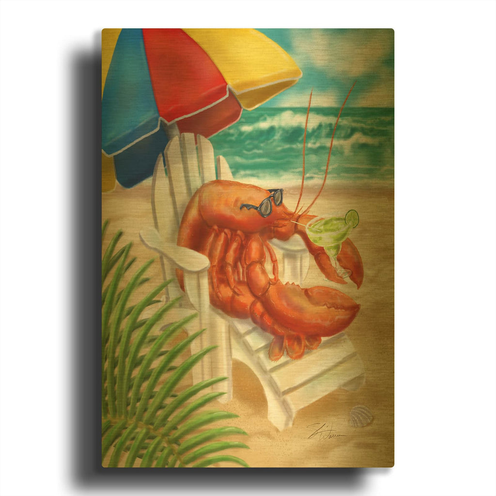 'Beach Friends - Lobster' By Shari Warren Gold Metal Wall Art