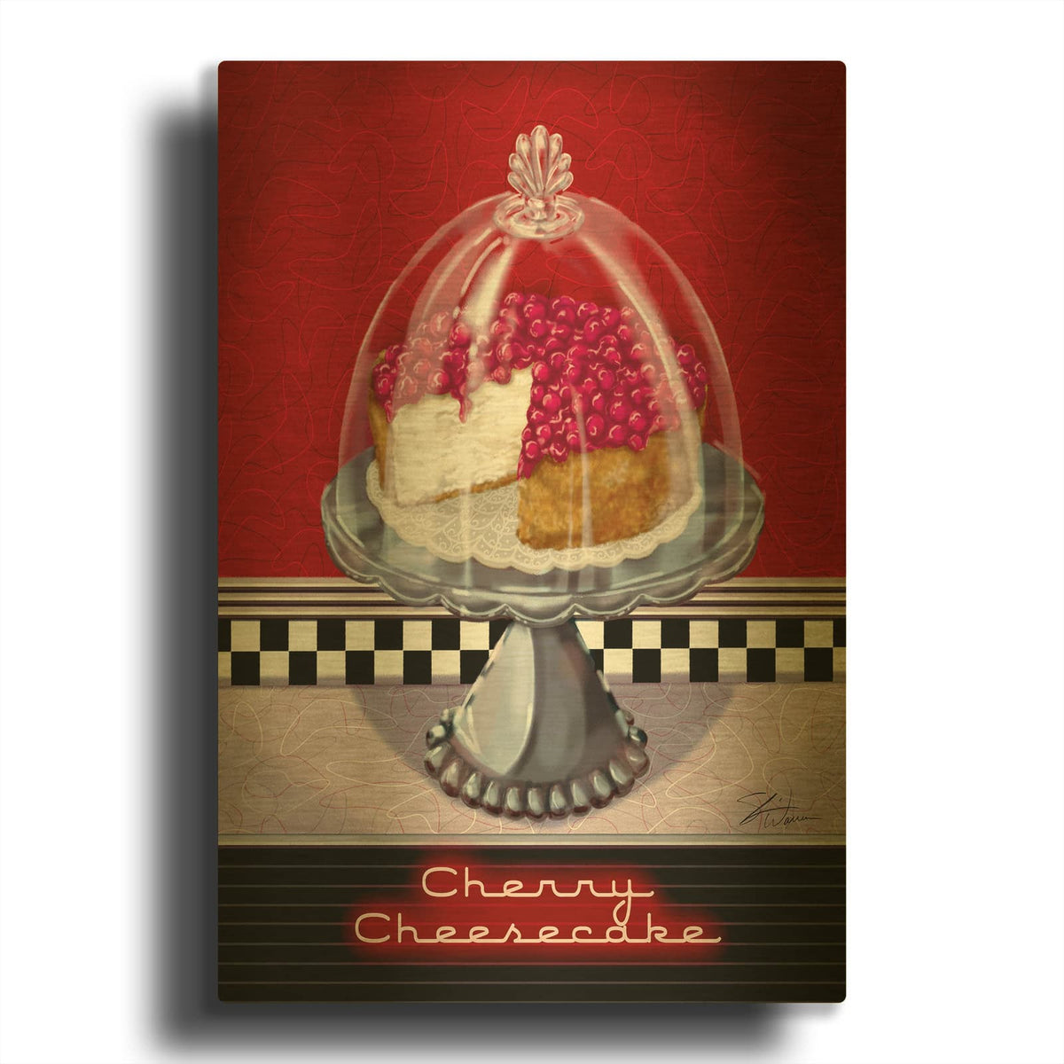 'Cherry Cheesecake' By Shari Warren Gold Metal Wall Art