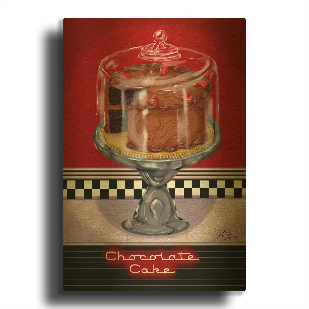 'Chocolate Cake' By Shari Warren Gold Metal Wall Art