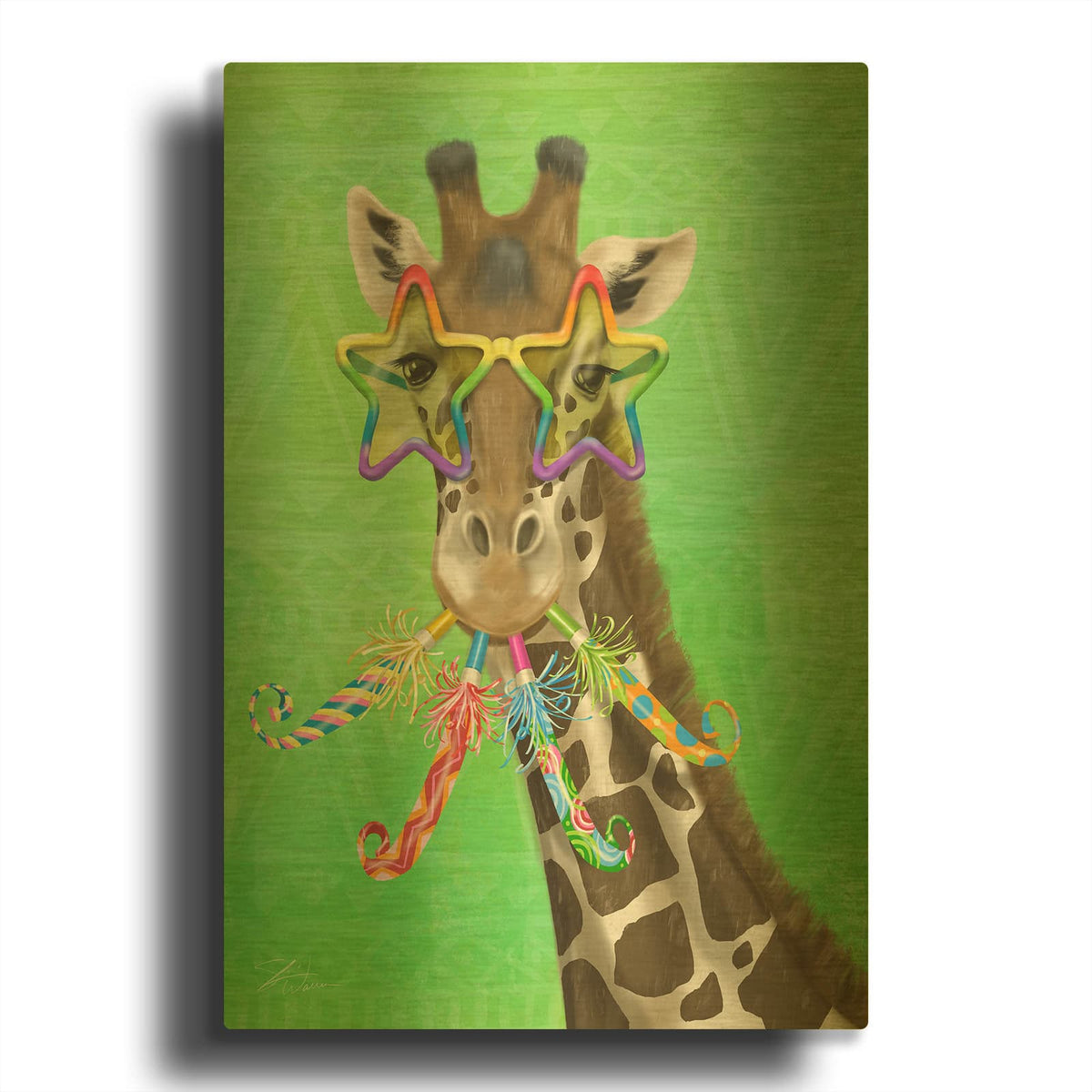 'Party Safari Giraffe' By Shari Warren Gold Metal Wall Art