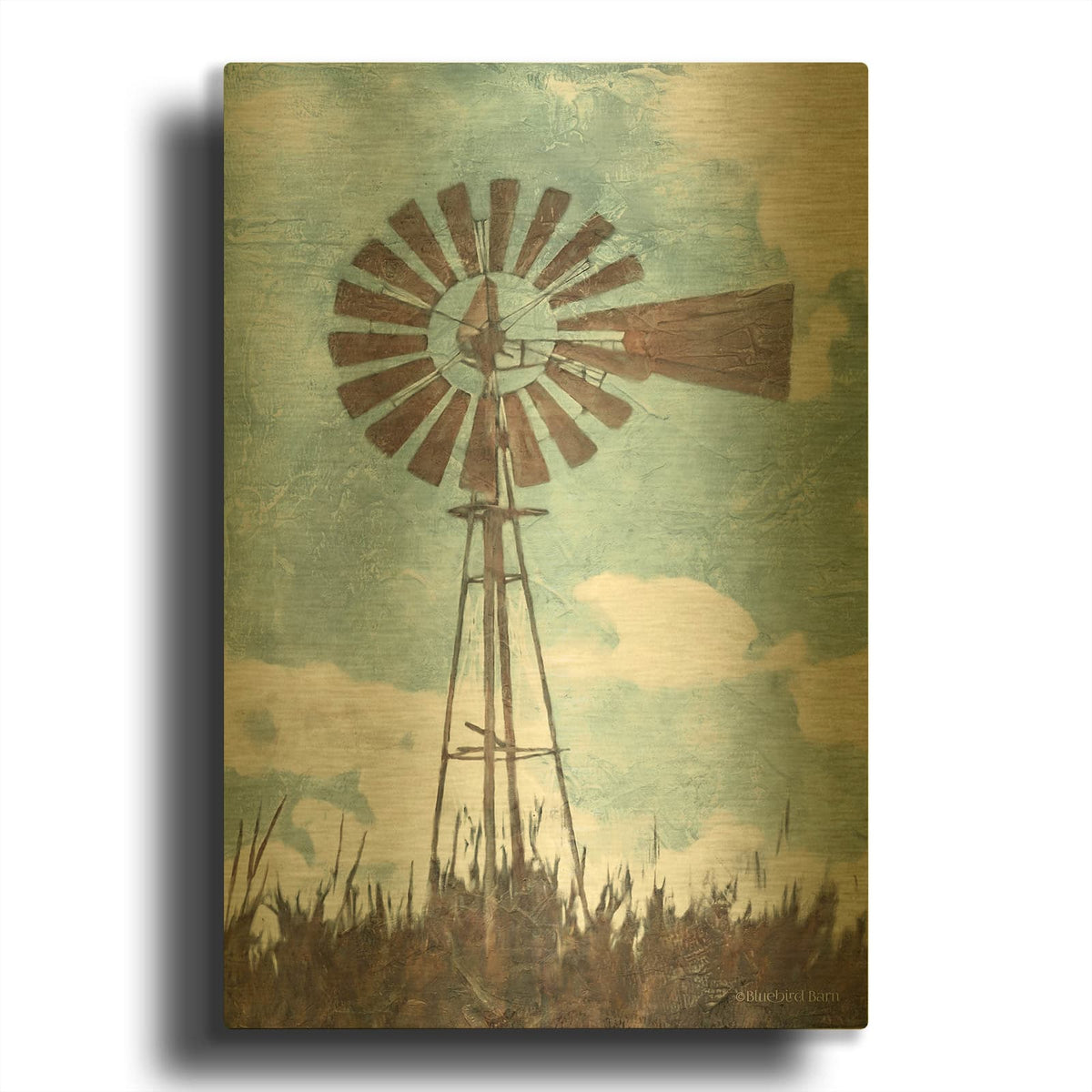 'Windmill' By Bluebird Barn Gold Metal Wall Art