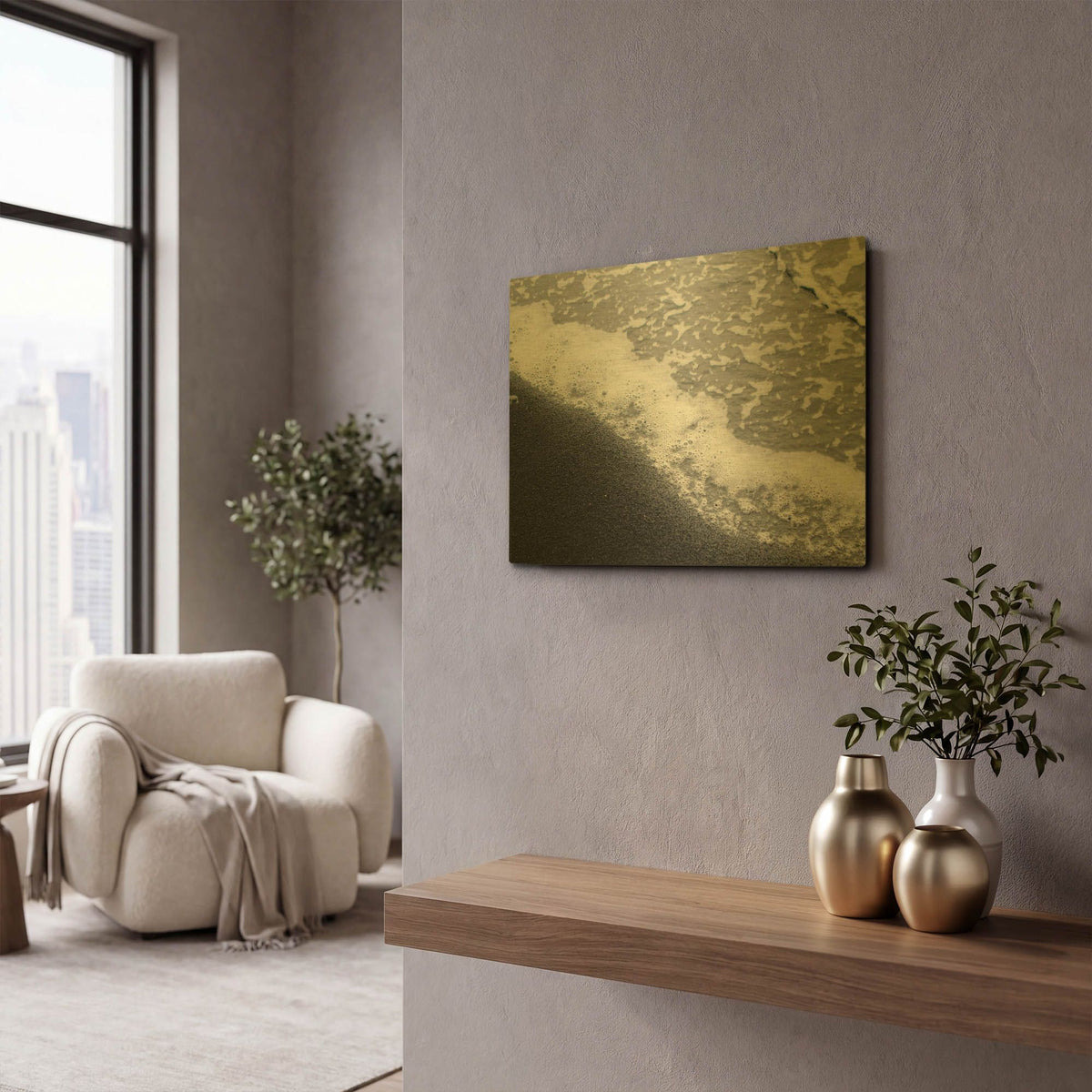 'Black Sand No. 1' By Lisa Zinna Gold Metal Wall Art