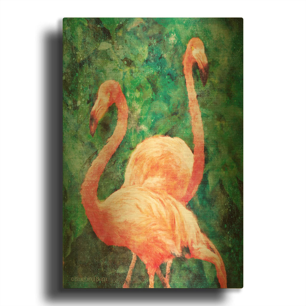 'Flamingos' By Bluebird Barn Gold Metal Wall Art