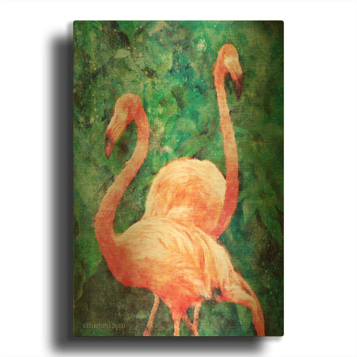 'Flamingos' By Bluebird Barn Gold Metal Wall Art