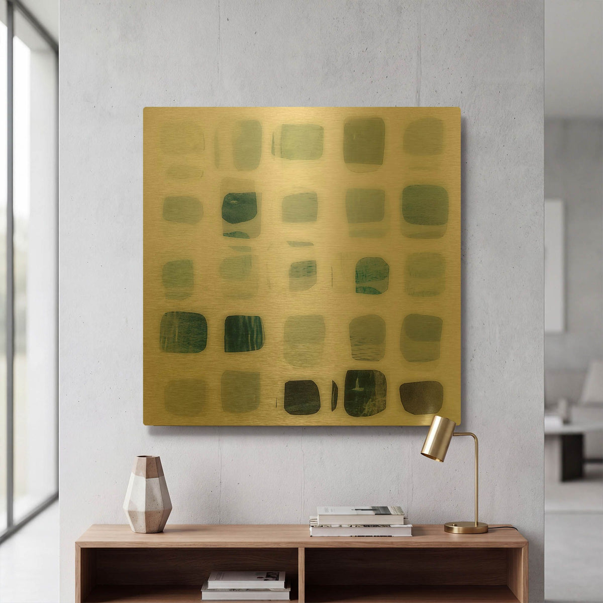 'Hip Squares No. 2' By Lisa Zinna Gold Metal Wall Art
