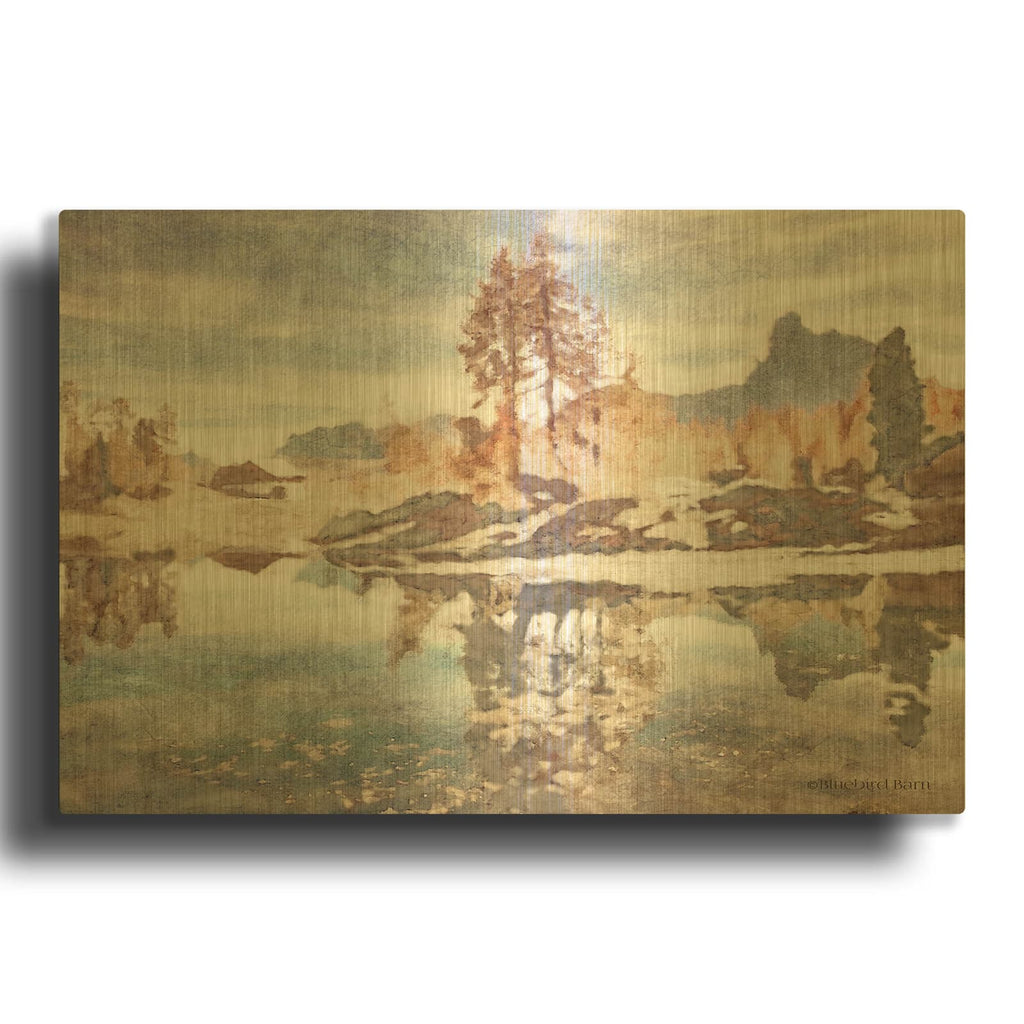 'Little Cabin' By Bluebird Barn Gold Metal Wall Art