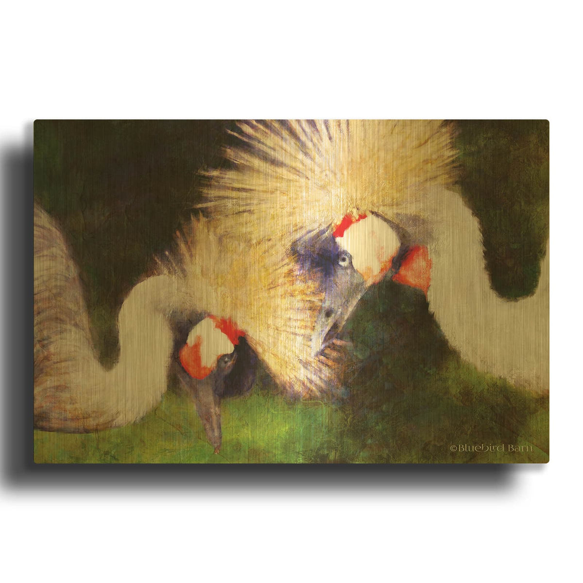 'Two Cranes' By Bluebird Barn Gold Metal Wall Art