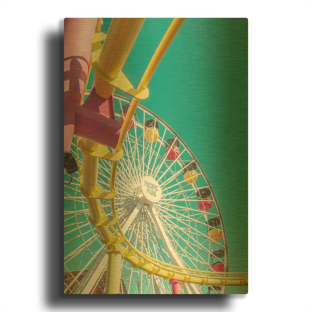 'Pacific Wheel II' By Carlos Vargas Gold Metal Wall Art