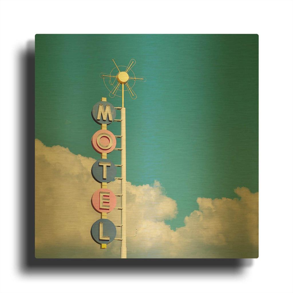 'Premiere Motel' By Carlos Vargas Gold Metal Wall Art