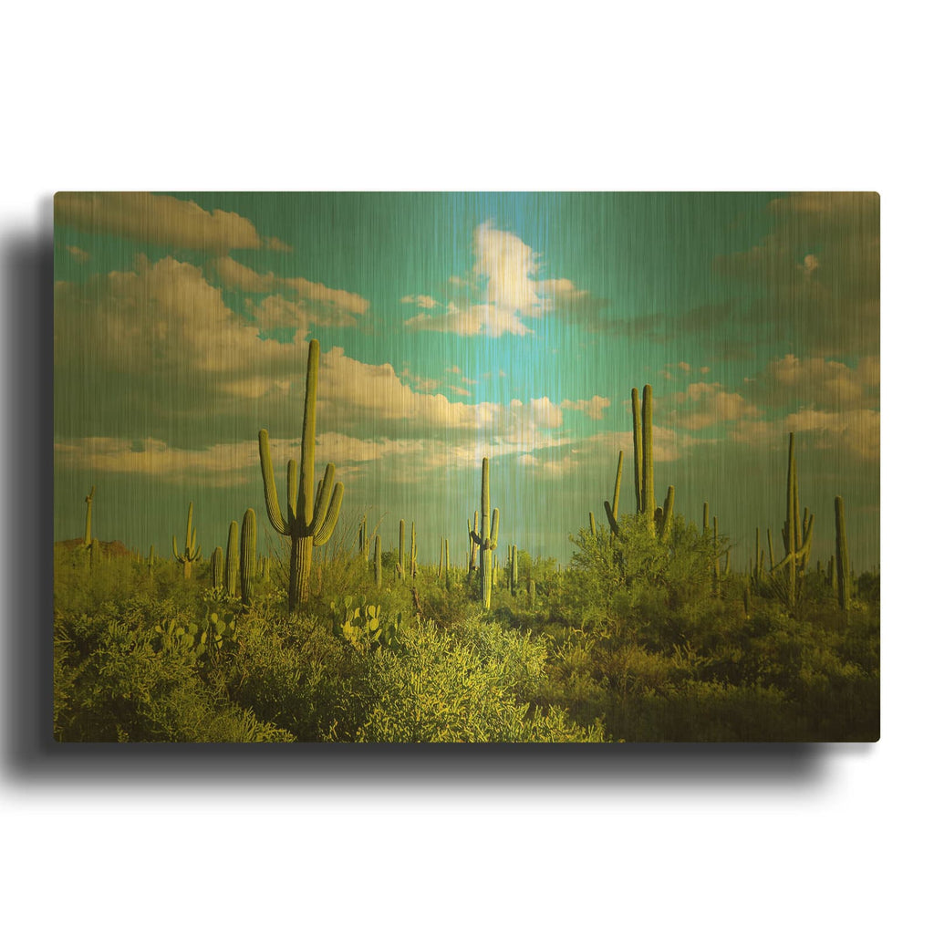 'Saguaros No. 2' By Carlos Vargas Gold Metal Wall Art