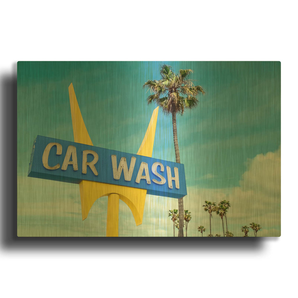 '5 Points Car wash' By Carlos Vargas Gold Metal Wall Art