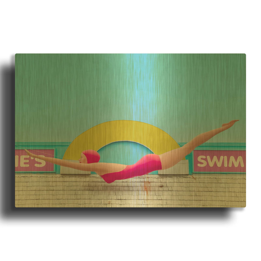 'Diving Lady' By Carlos Vargas Gold Metal Wall Art