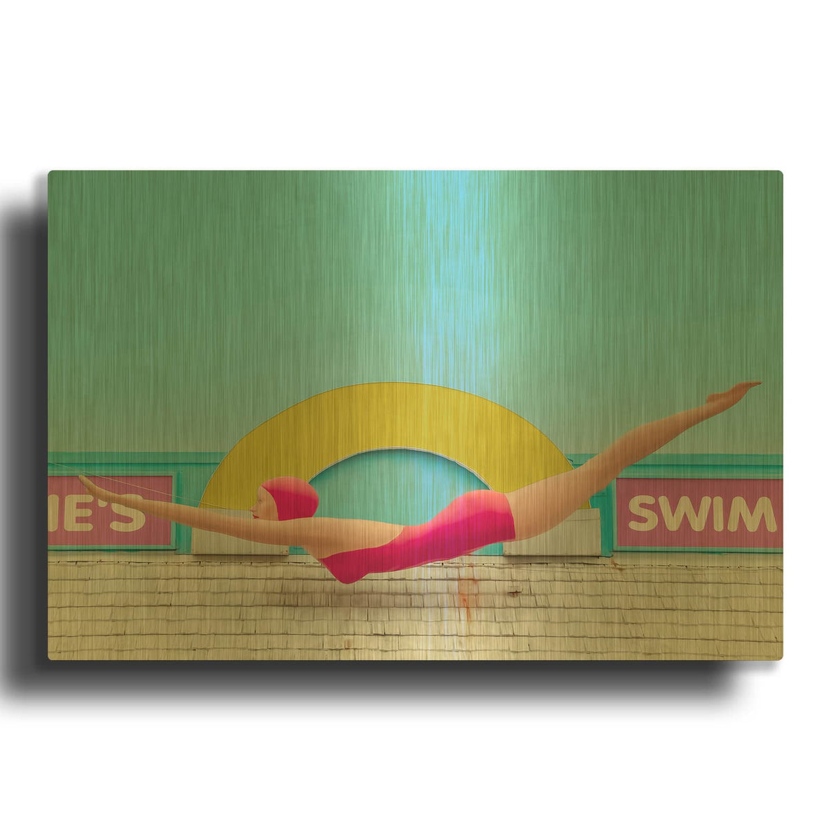 'Diving Lady' By Carlos Vargas Gold Metal Wall Art