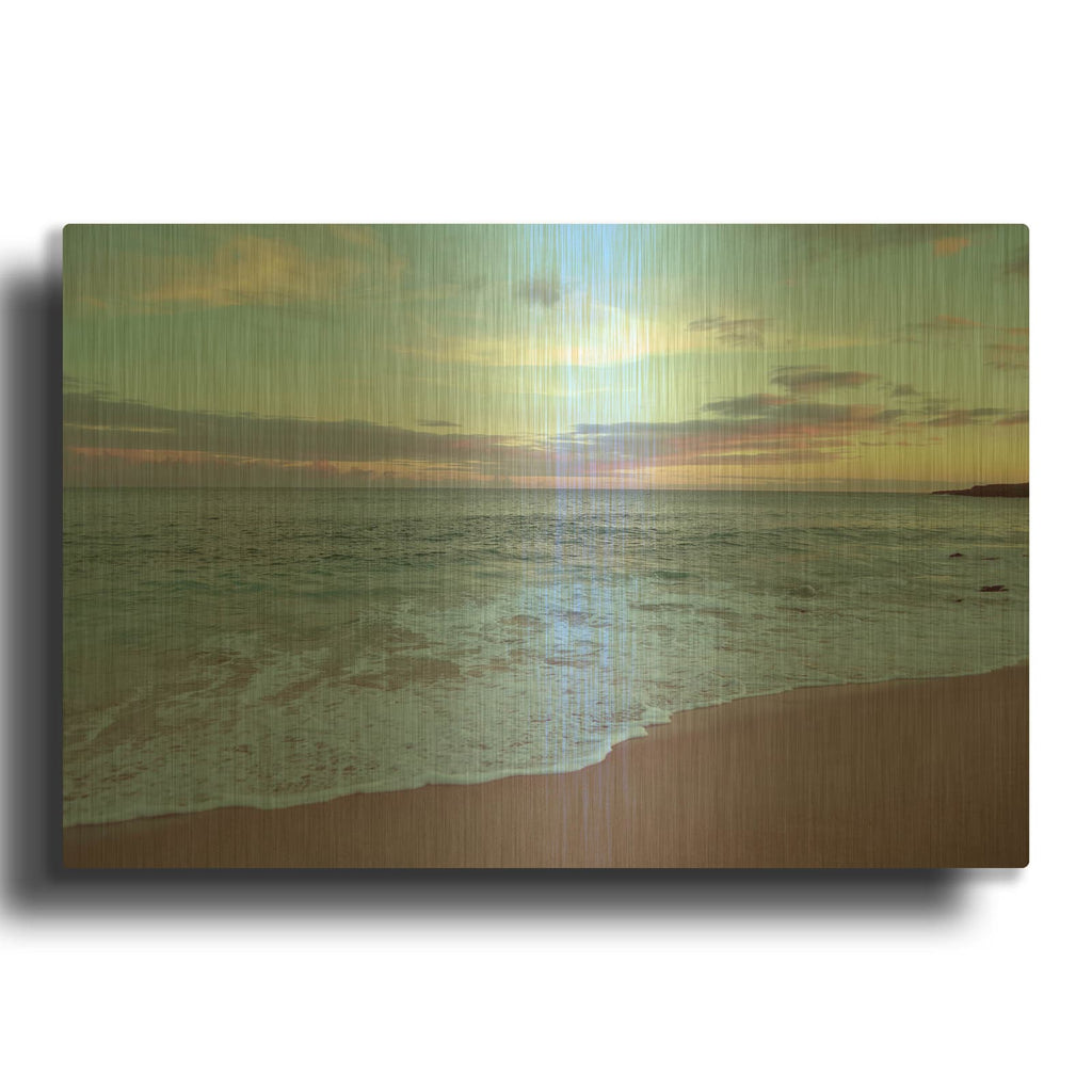 'Hawaii Beach Sunset No. 1' By Carlos Vargas Gold Metal Wall Art