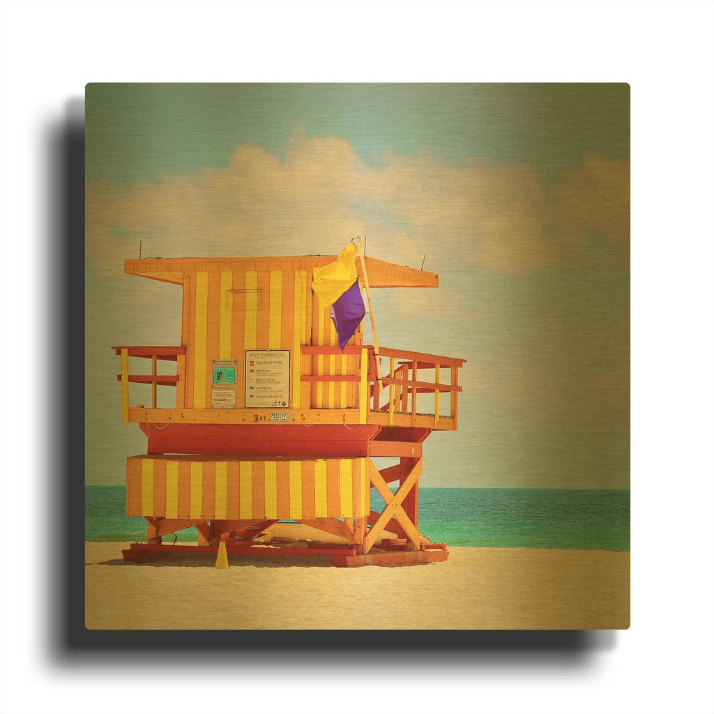 'Lifeguard Station' By Carlos Vargas Gold Metal Wall Art