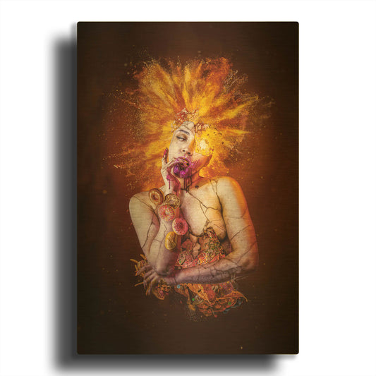 'Gluttony - Paradise Lost Seven Deadly Sins' By Mario Sanchez Nevado Gold Metal Wall Art