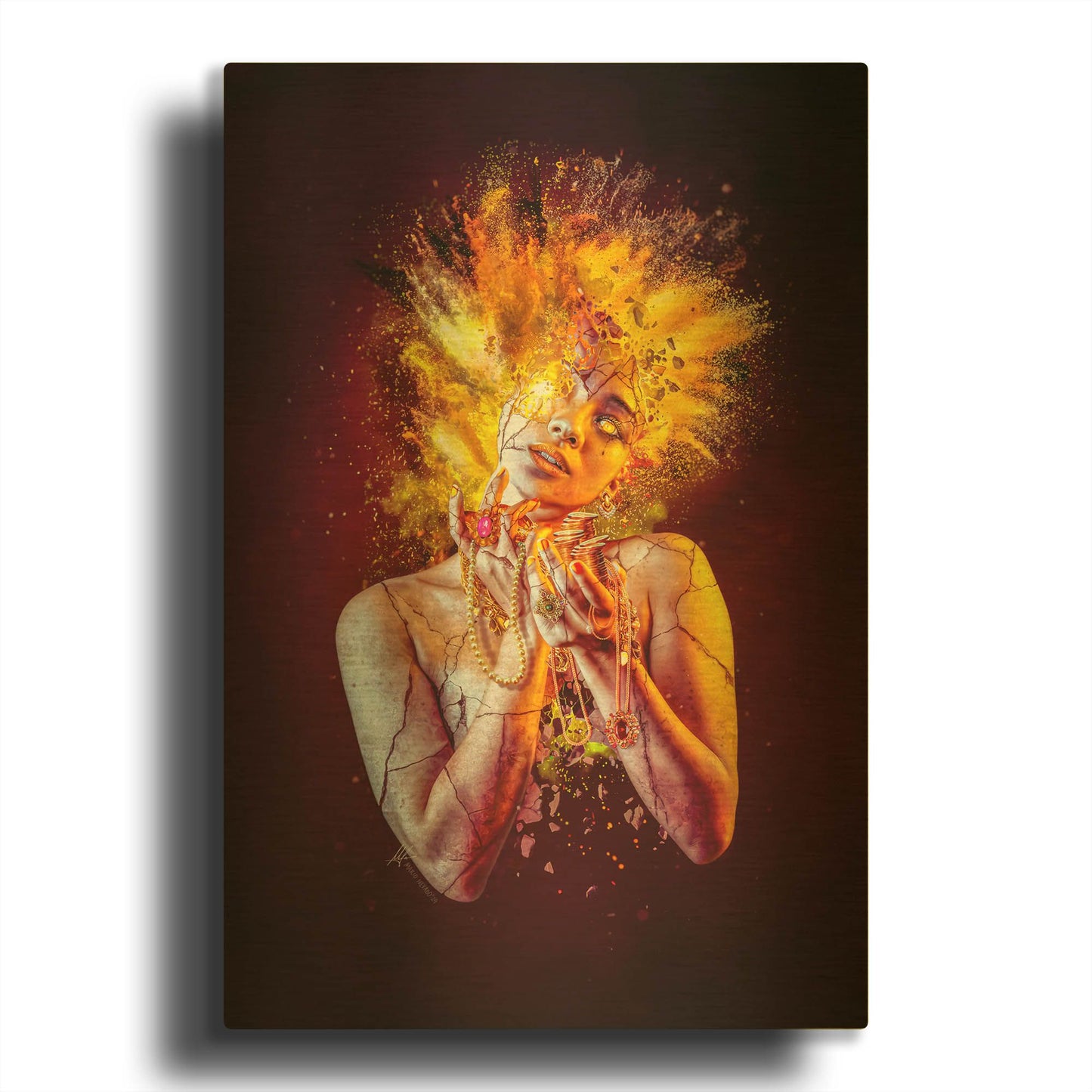 'Greed - Paradise Lost Seven Deadly Sins' By Mario Sanchez Nevado Gold Metal Wall Art
