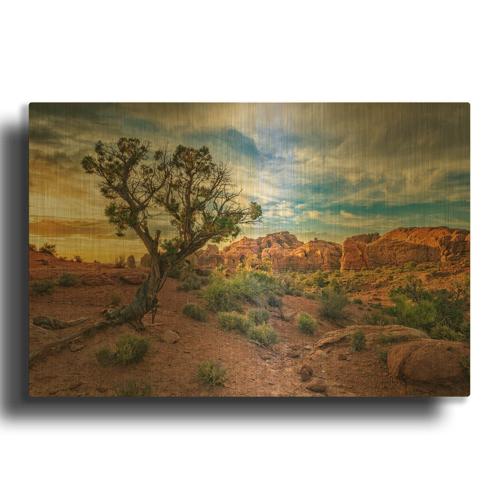 'Sunset In Moab' By Rick Berk Gold Metal Wall Art