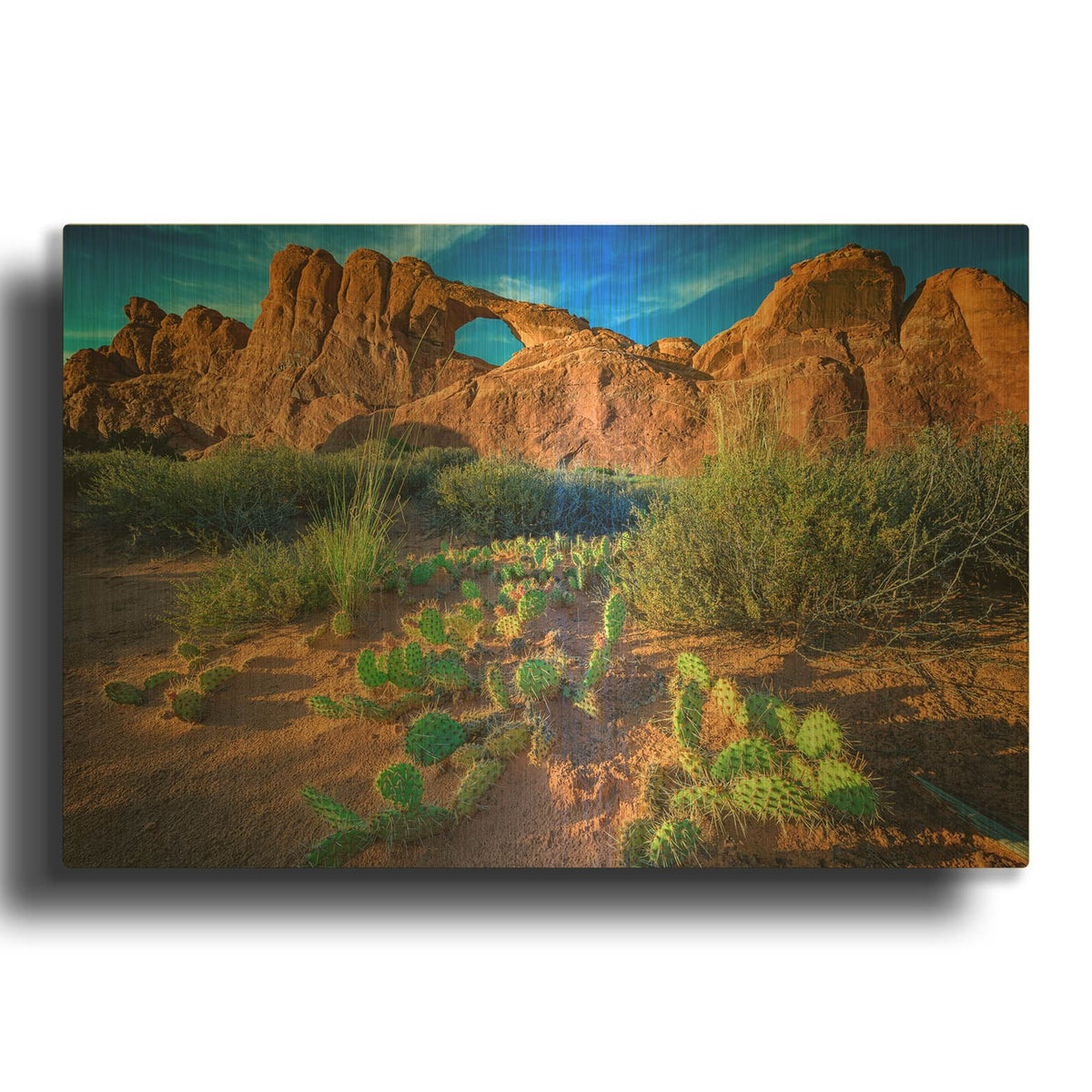'Skyline Arch At Sunset' By Rick Berk Gold Metal Wall Art