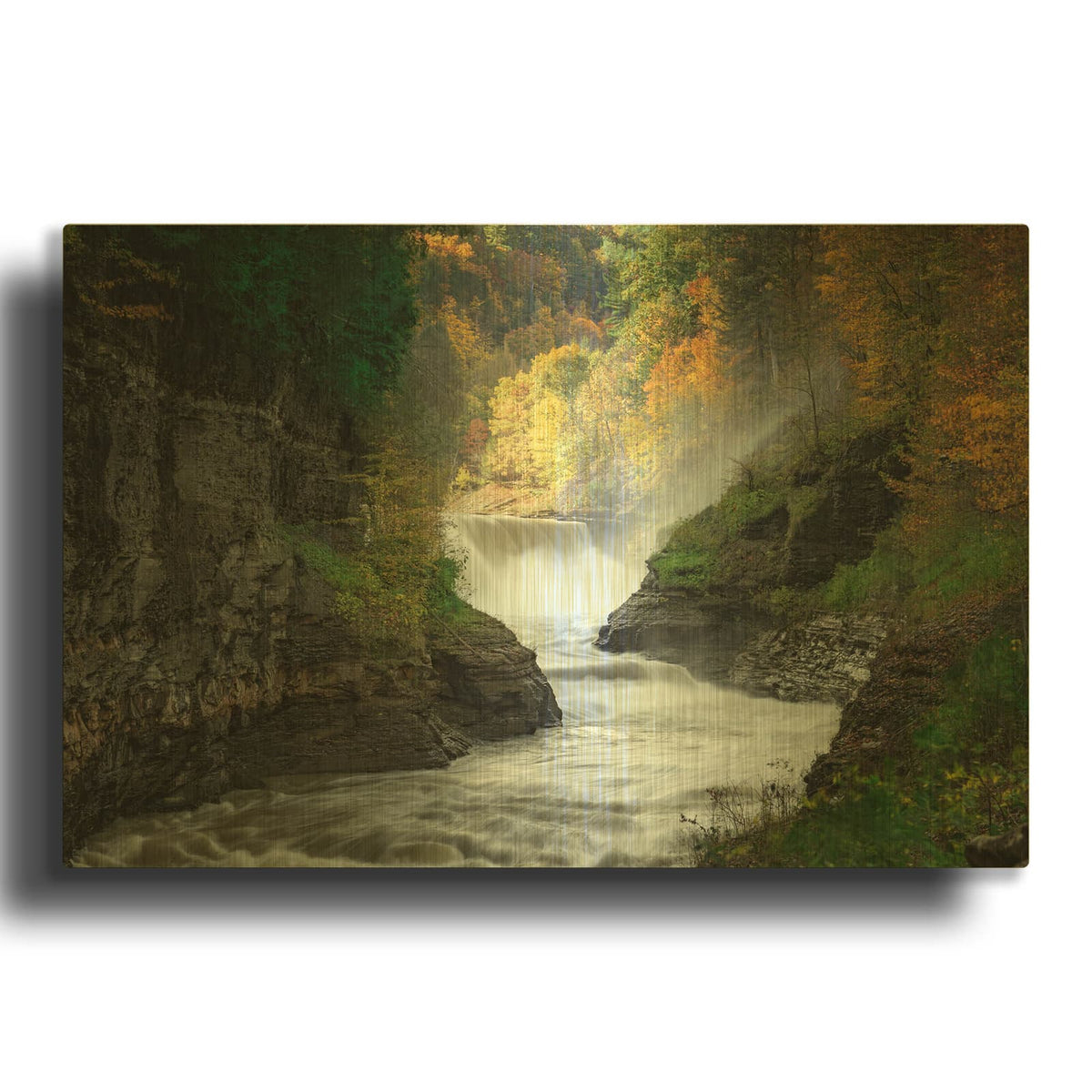 'Lower Falls Of The Genesee River' By Rick Berk Gold Metal Wall Art