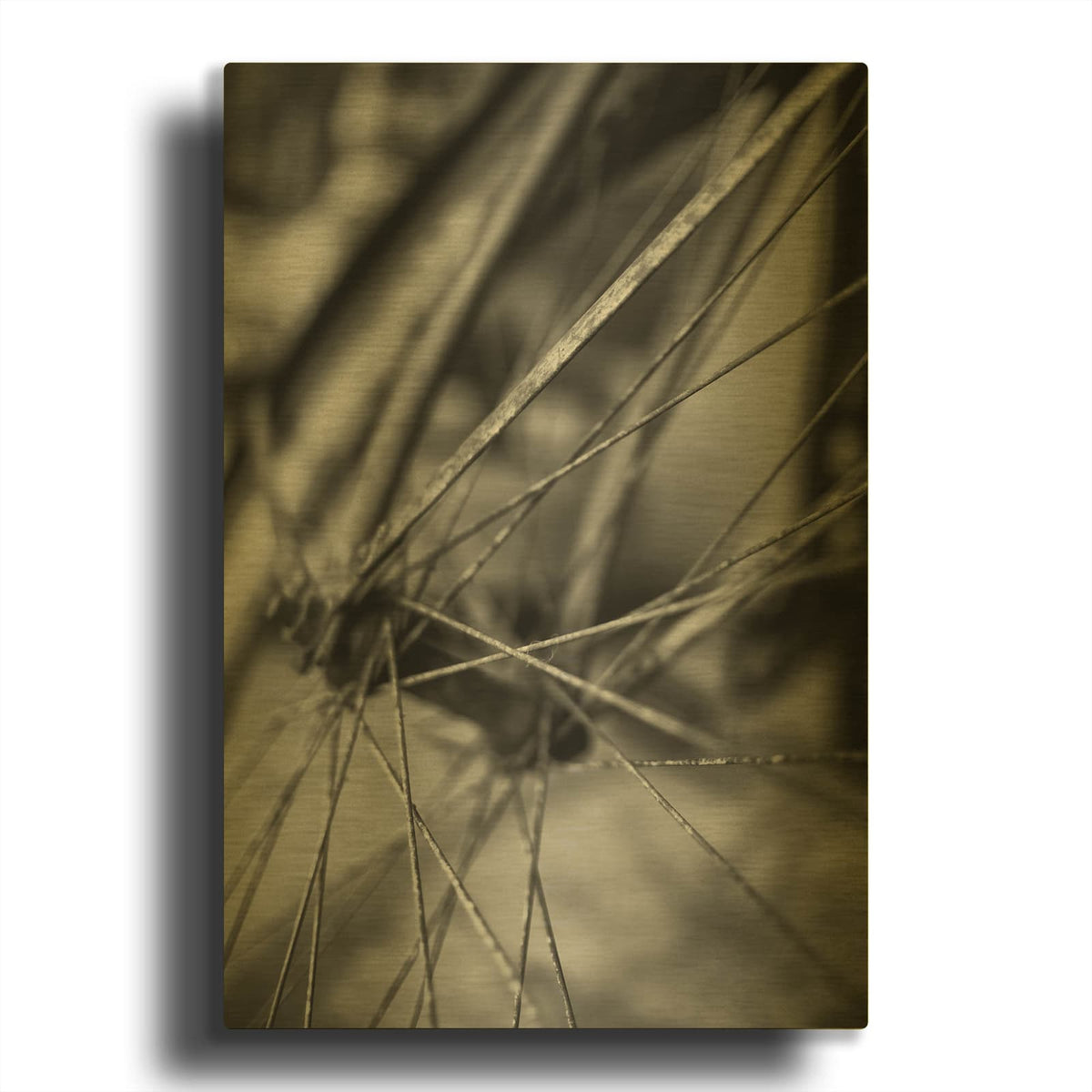 'Old Bicycle Wheel' By Rick Berk Gold Metal Wall Art