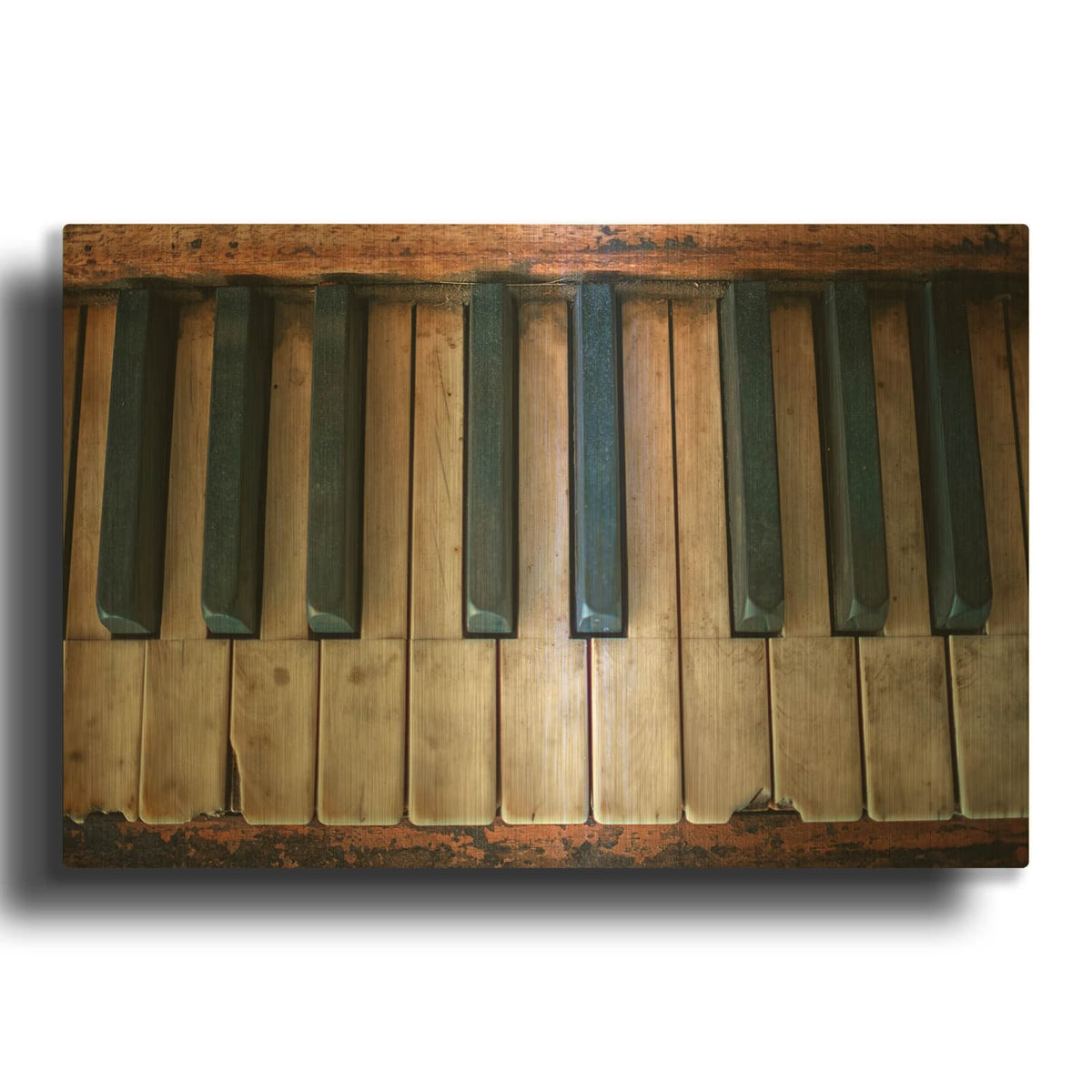 'Antique Piano Keys' By Rick Berk Gold Metal Wall Art