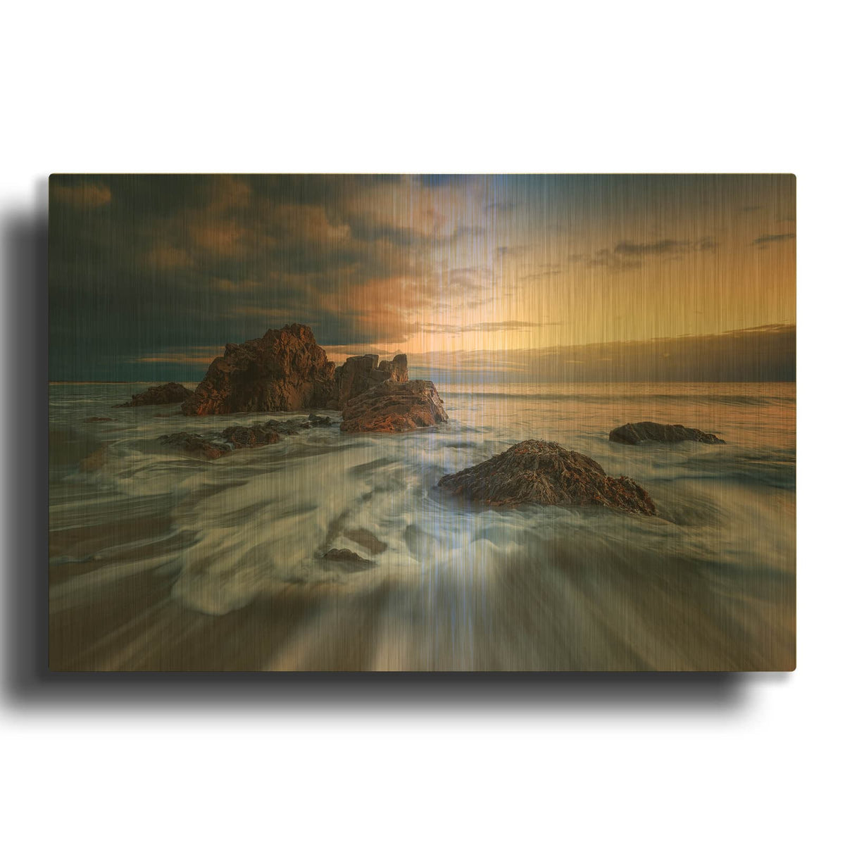 'Sweeping Tides' By Rick Berk Gold Metal Wall Art