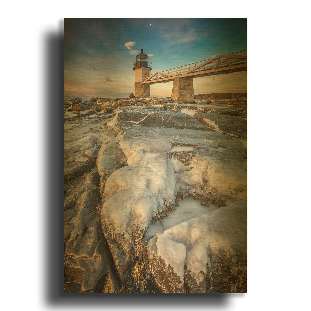 'Winter Freeze At Marshall Point' By Rick Berk Gold Metal Wall Art