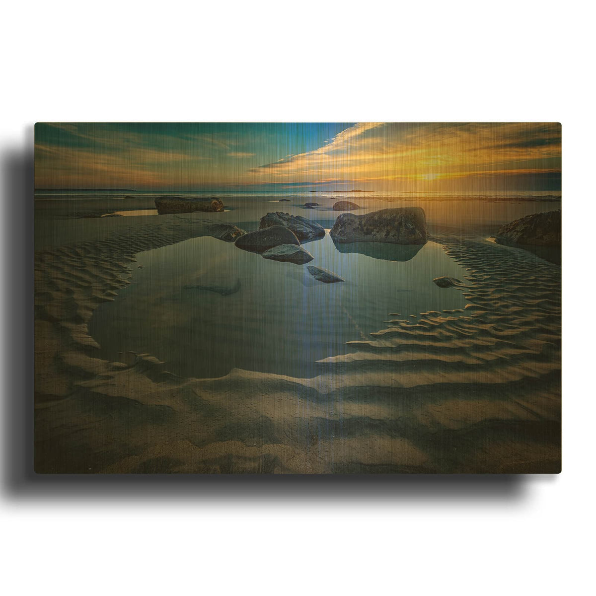 'Peaceful Morning On Wells Beach' By Rick Berk Gold Metal Wall Art