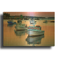 'Reflections At Dusk In Bernard Harbor' By Rick Berk Gold Metal Wall Art
