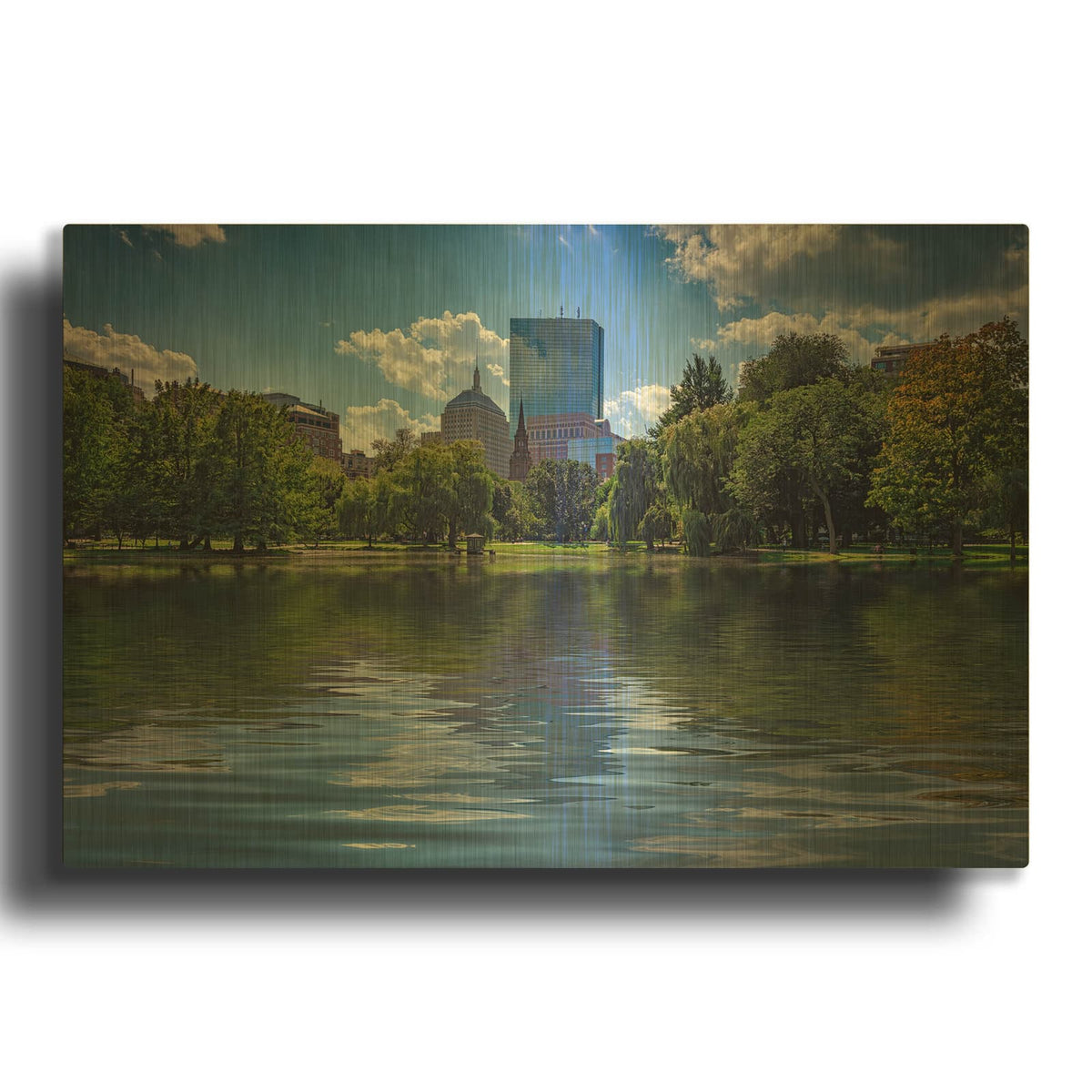 'Lagoon In Boston Public Garden' By Rick Berk Gold Metal Wall Art